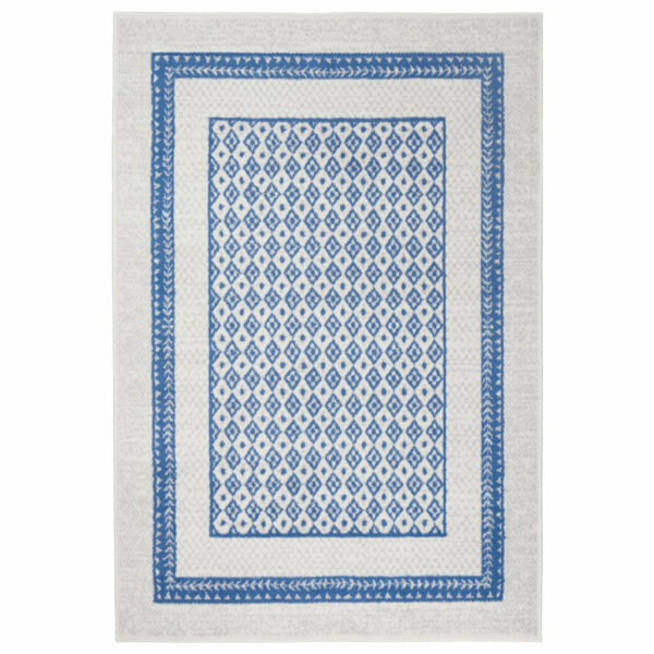 5' X 7' Navy Blue Geometric Dhurrie Area Rug