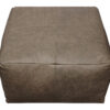 22" Gray Brown Distressed Leather Pouf Ottoman