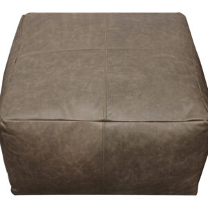 22" Gray Brown Distressed Leather Pouf Ottoman
