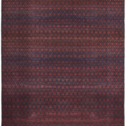 2' X 3' Red And Gray Striped Power Loom Area Rug