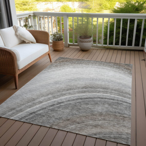 10' X 14' Gray Silver And Beige Abstract Washable Indoor Outdoor Area Rug
