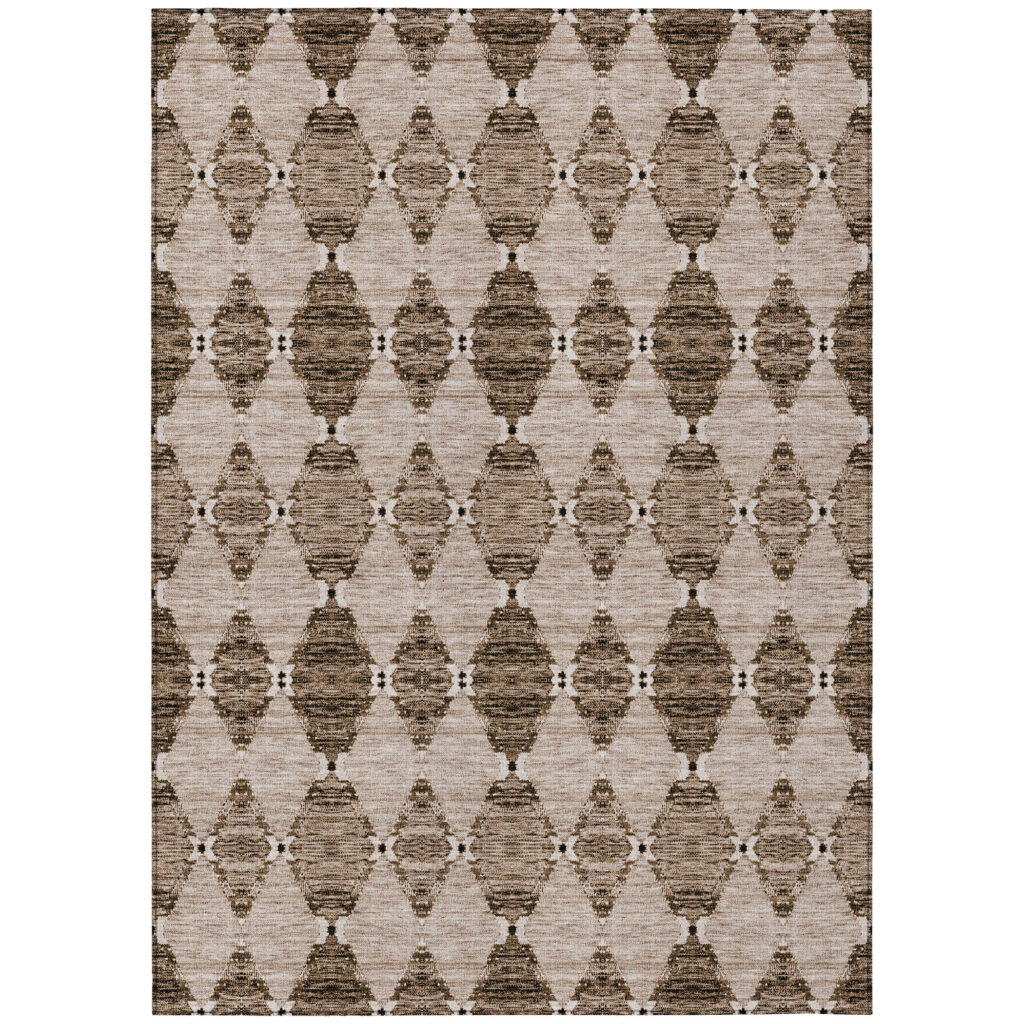5' X 8' Brown And Chocolate Moroccan Washable Indoor Outdoor Area Rug