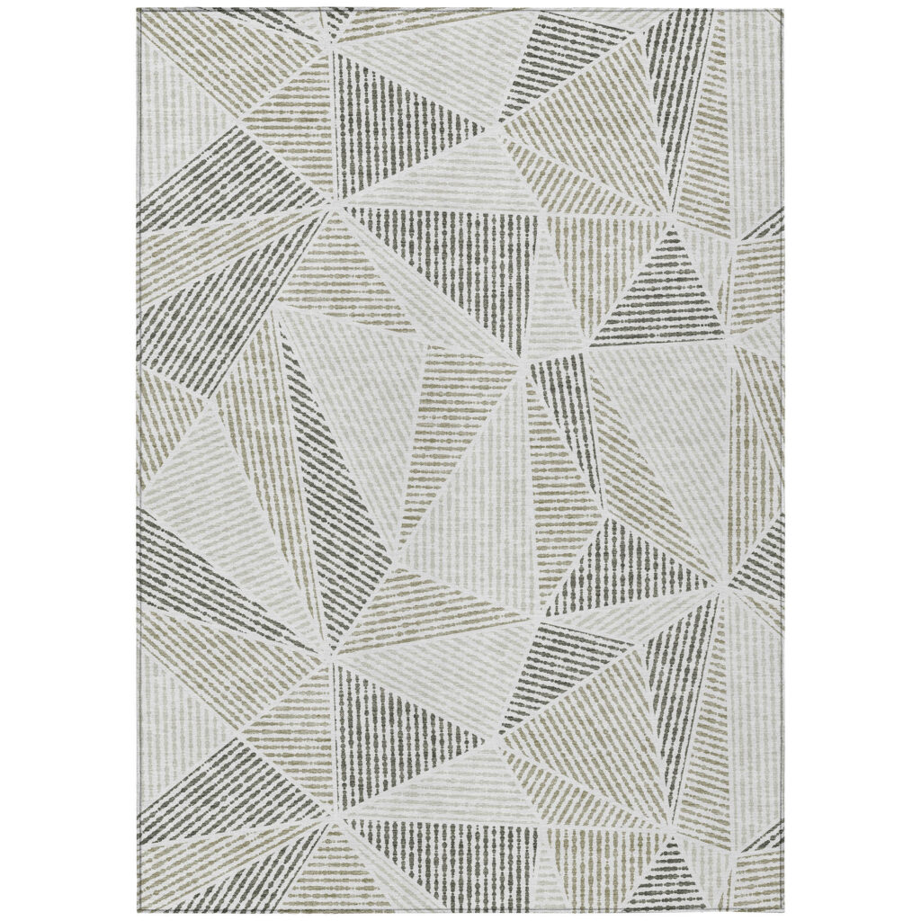 8' X 10' Taupe Brown And Beige Geometric Washable Indoor Outdoor Area Rug