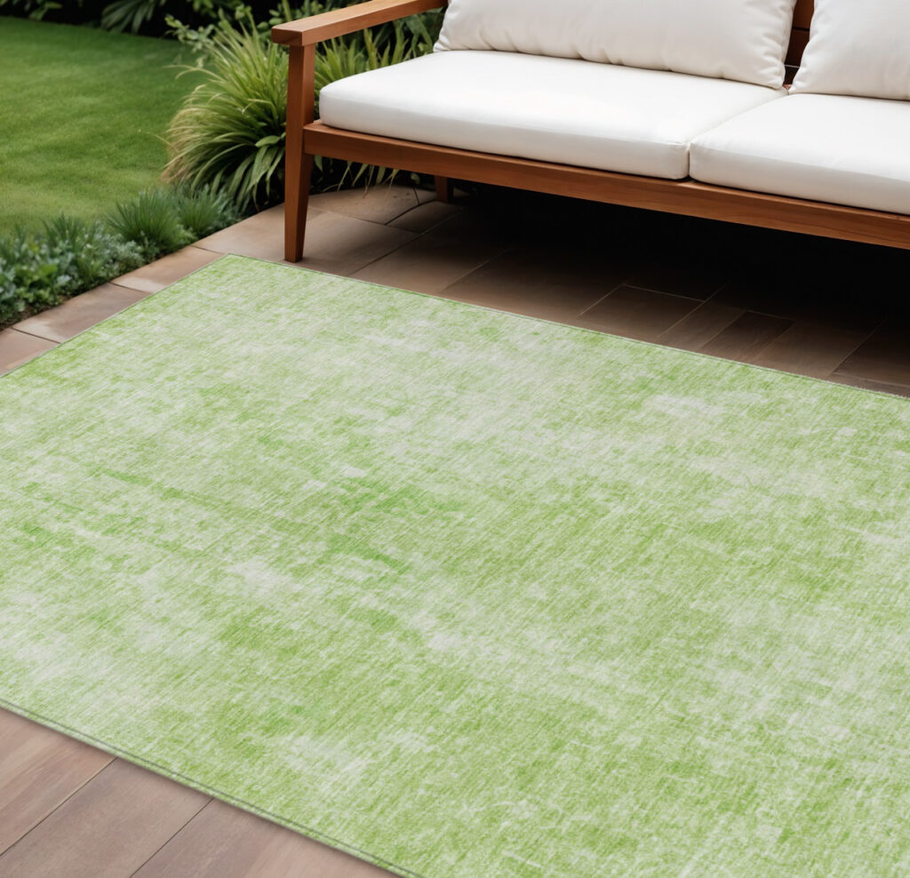 10' X 14' Green Abstract Washable Indoor Outdoor Area Rug