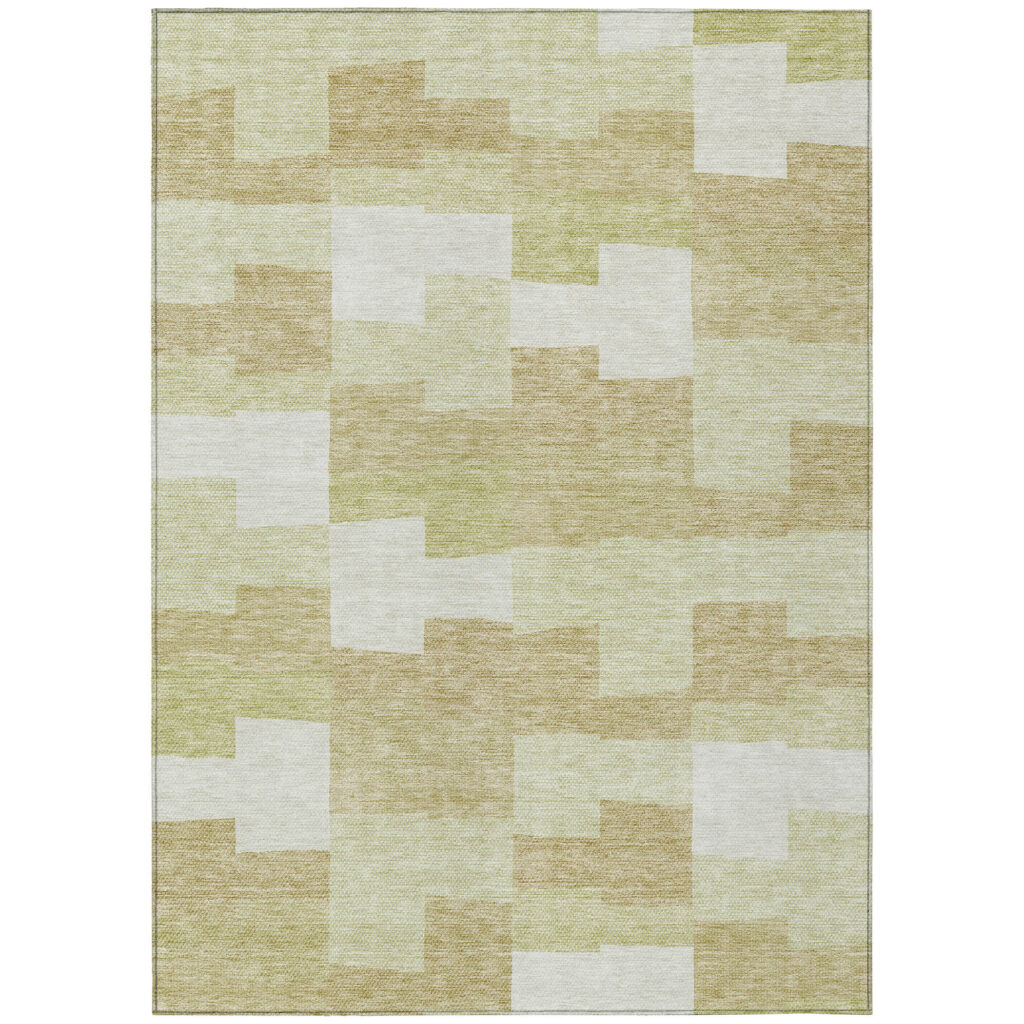8' X 10' Beige Ivory And Brown Geometric Washable Indoor Outdoor Area Rug