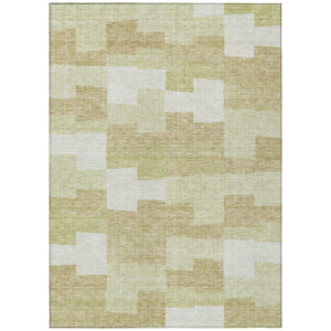 8' X 10' Beige Ivory And Brown Geometric Washable Indoor Outdoor Area Rug