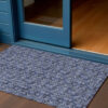 3' X 5' Navy Blue Denim Blue And Ivory Floral Washable Indoor Outdoor Area Rug