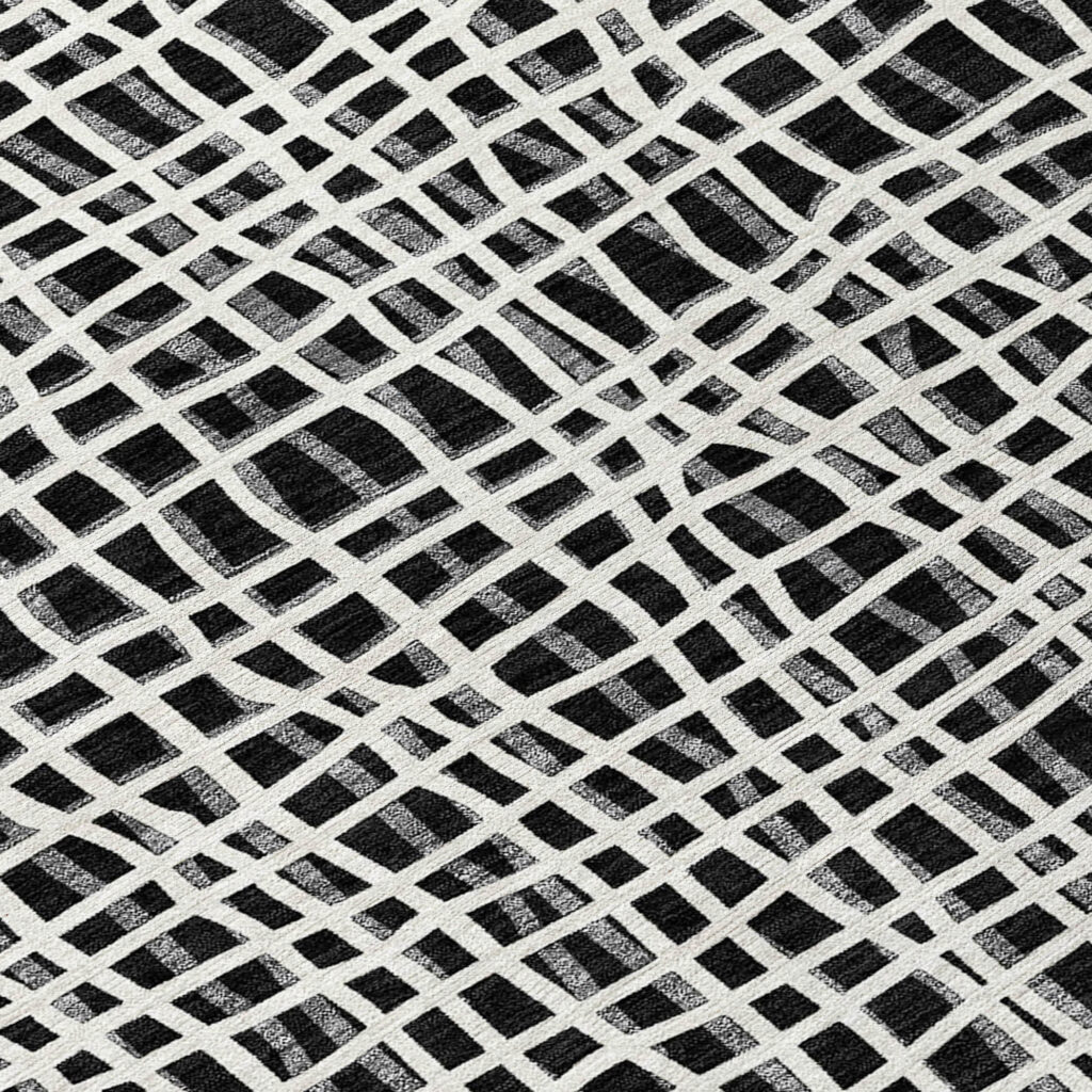 9' X 12' Black Gray And Ivory Striped Washable Indoor Outdoor Area Rug