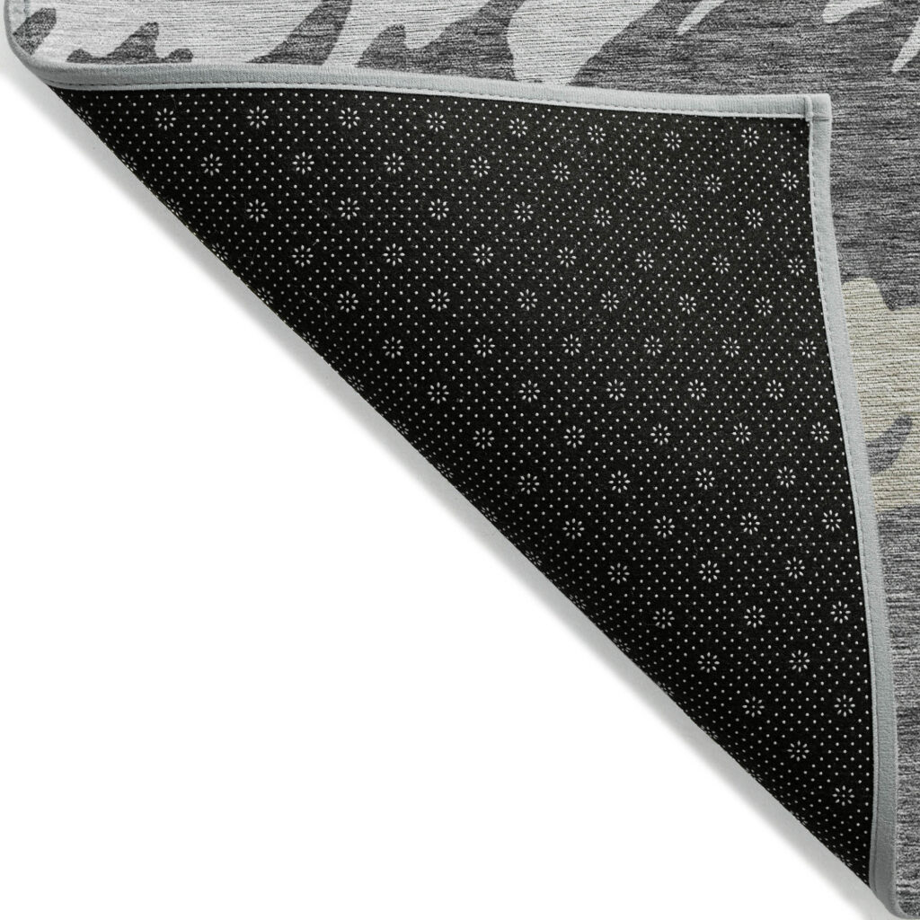 5' X 8' Gray Silver And Charcoal Striped Washable Indoor Outdoor Area Rug