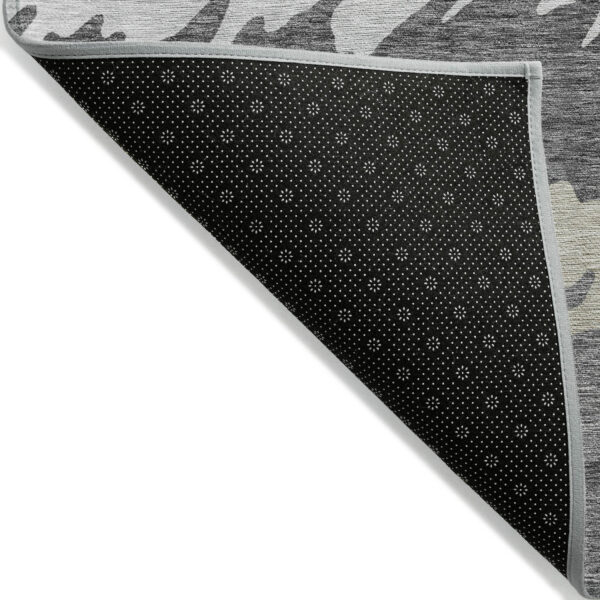 5' X 8' Gray Silver And Charcoal Striped Washable Indoor Outdoor Area Rug