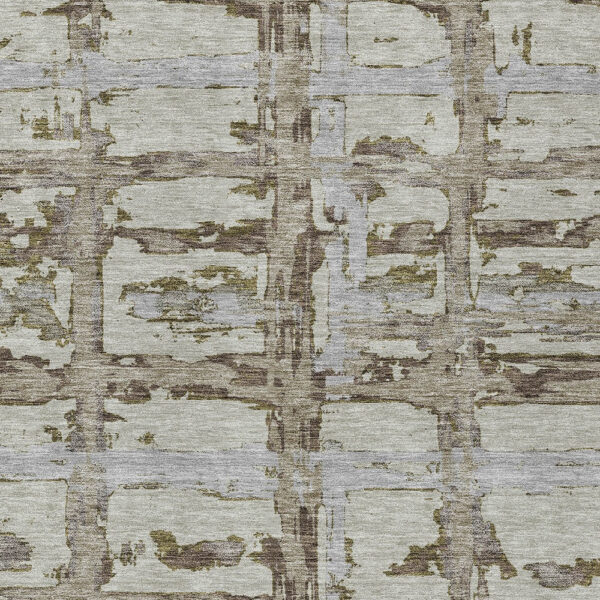 3' X 5' Taupe Gray And Brown Striped Washable Indoor Outdoor Area Rug