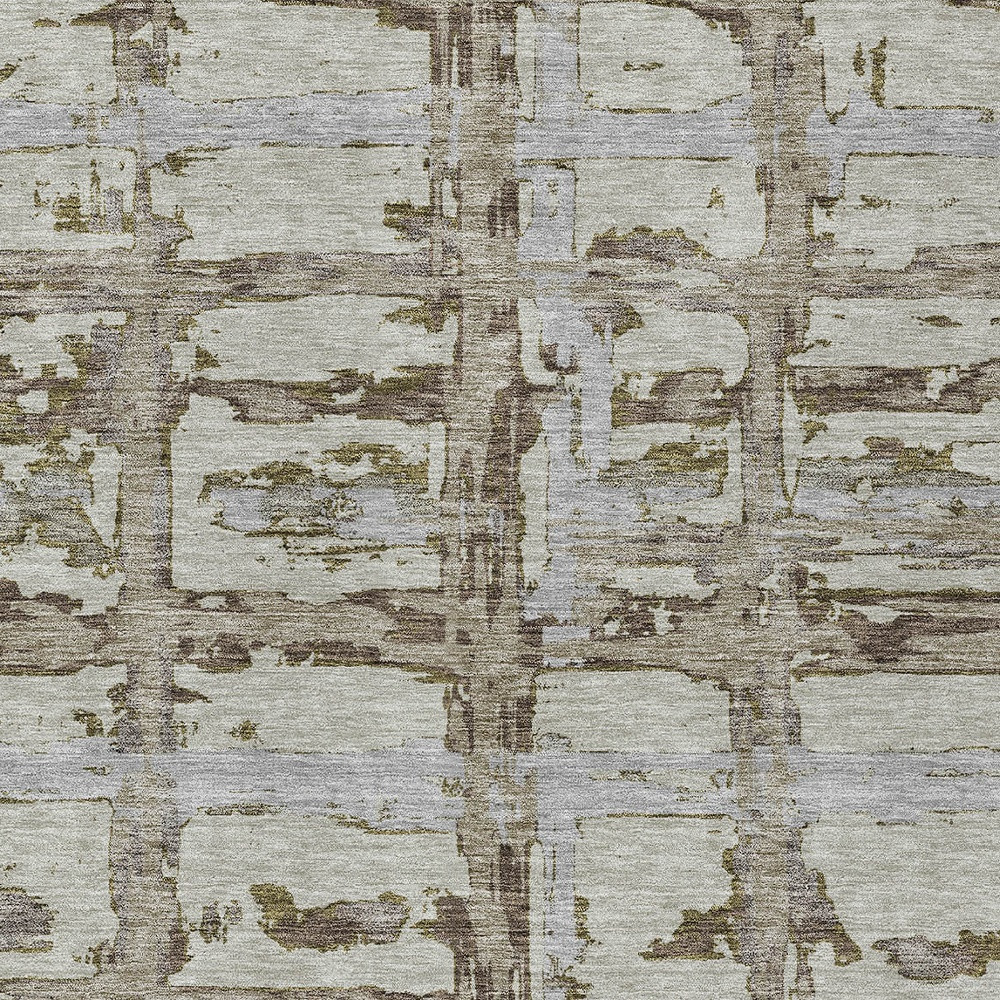 3' X 5' Taupe Gray And Brown Striped Washable Indoor Outdoor Area Rug