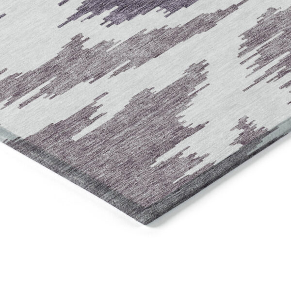 8' Purple Lavender And Ivory Round Abstract Washable Indoor Outdoor Area Rug
