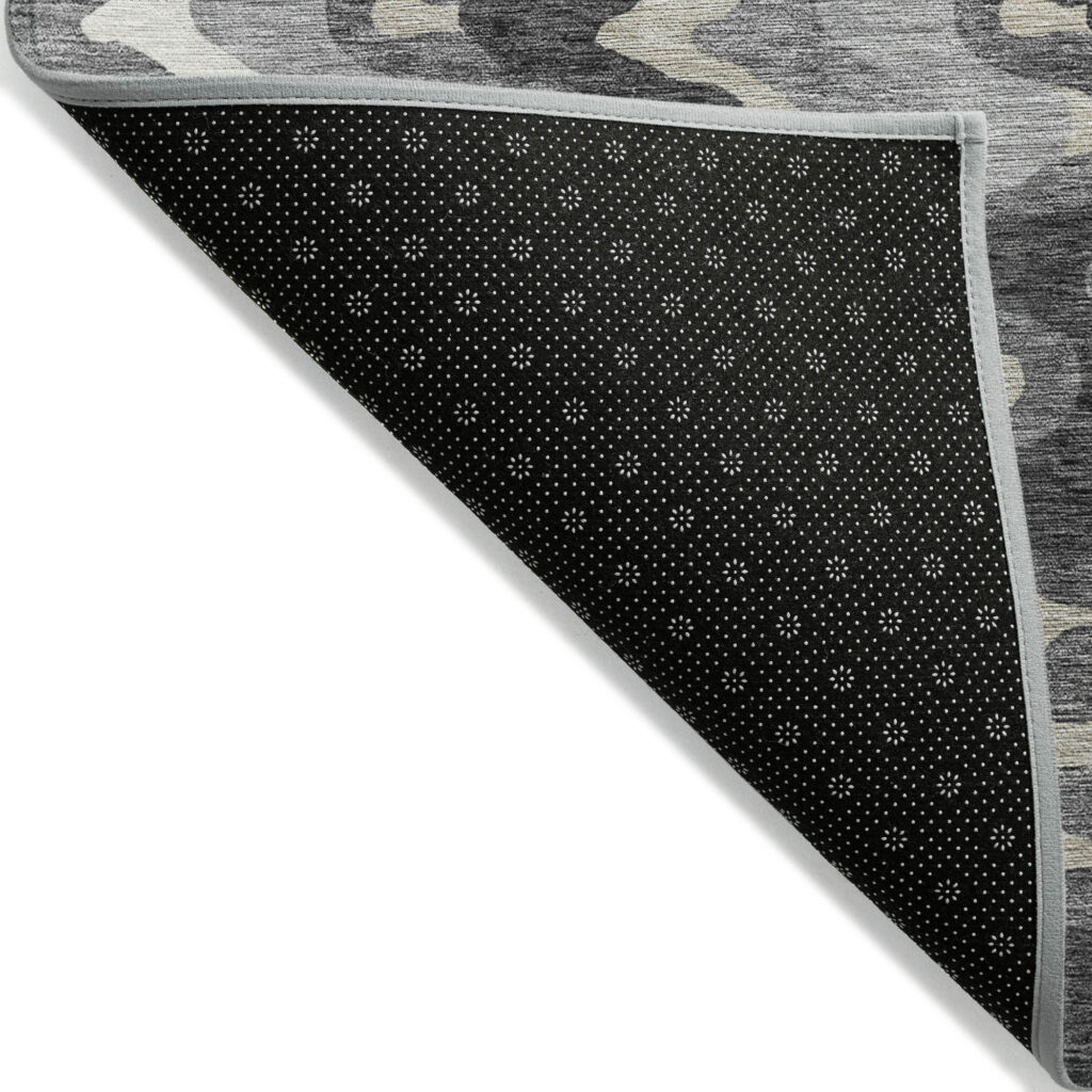 8' X 10' Gray Silver And Charcoal Abstract Washable Indoor Outdoor Area Rug
