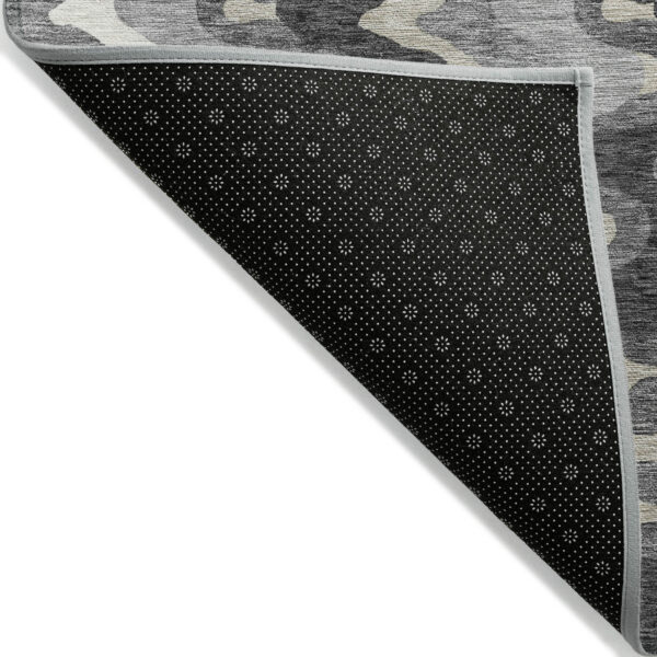 8' X 10' Gray Silver And Charcoal Abstract Washable Indoor Outdoor Area Rug