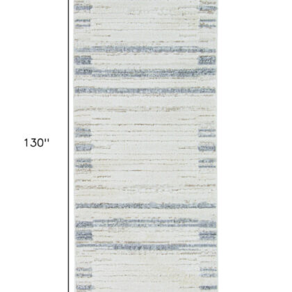 94 X 130 Ivory  Grey Polyester Rug