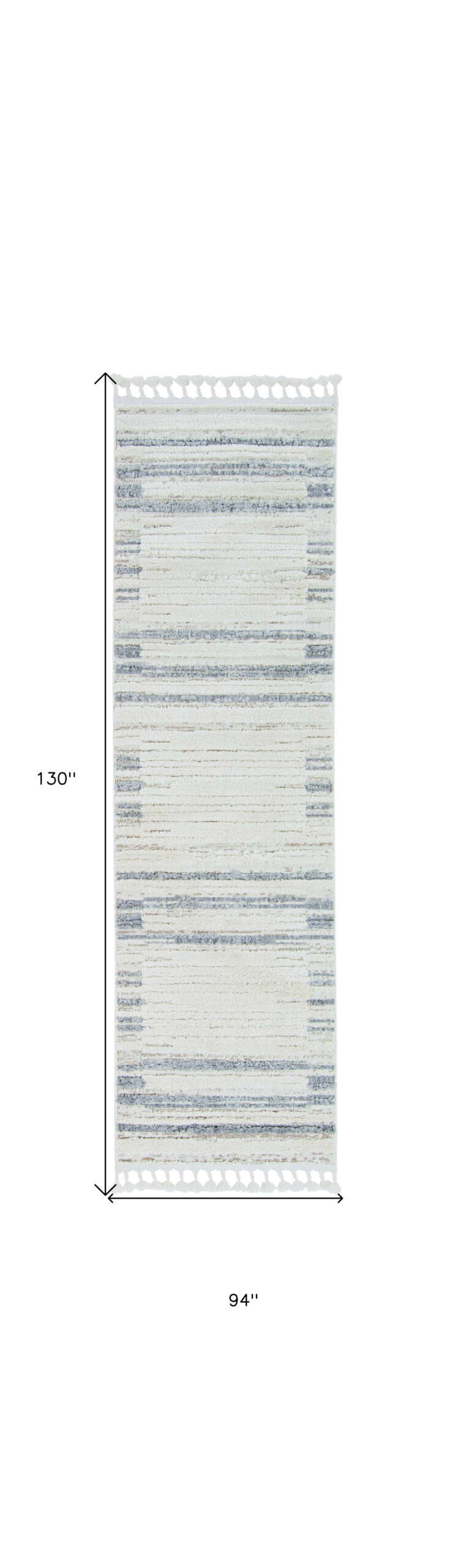 94 X 130 Ivory  Grey Polyester Rug