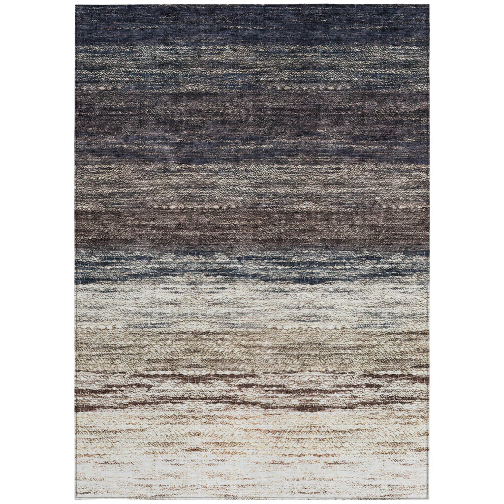 9' X 12' Beige Ivory And Brown Ombre Washable Indoor Outdoor Area Rug