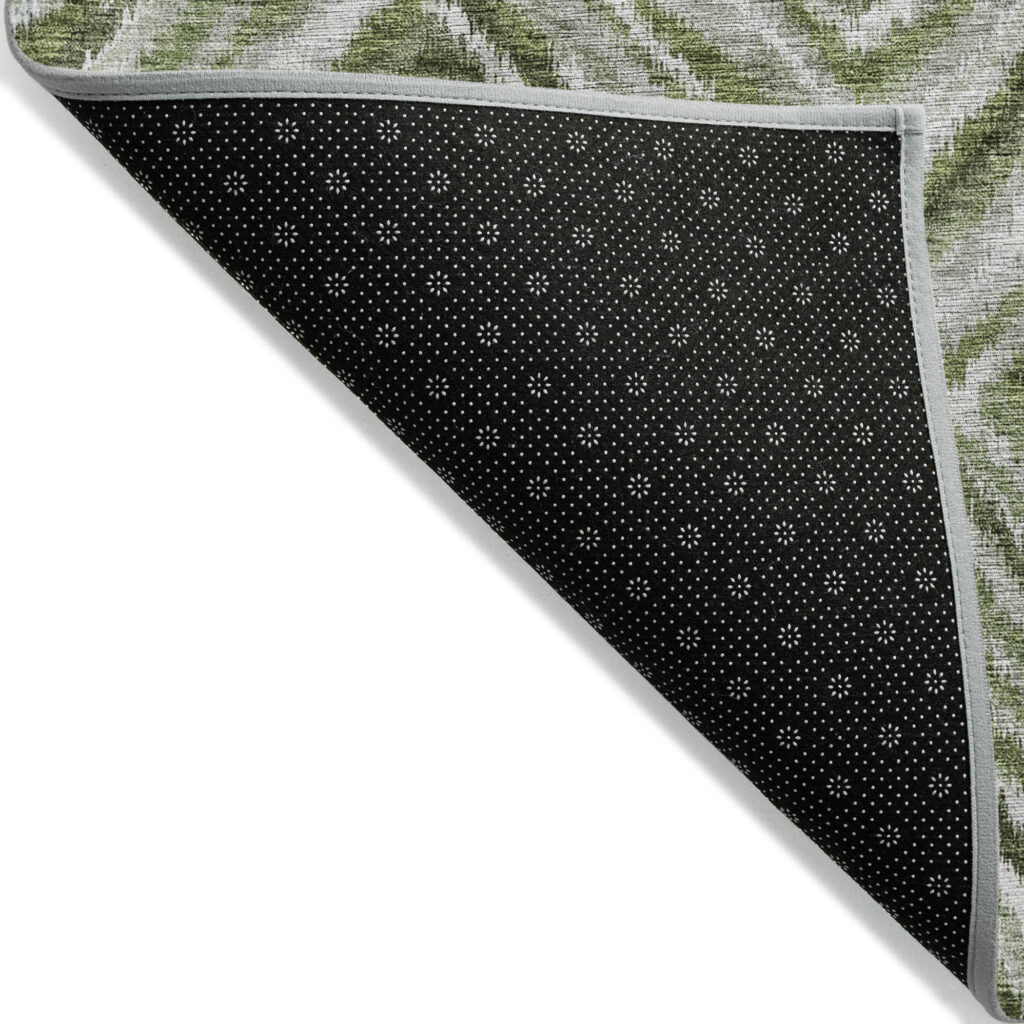 10' X 14' Artichoke Green Green And Sage Geometric Washable Indoor Outdoor Area Rug