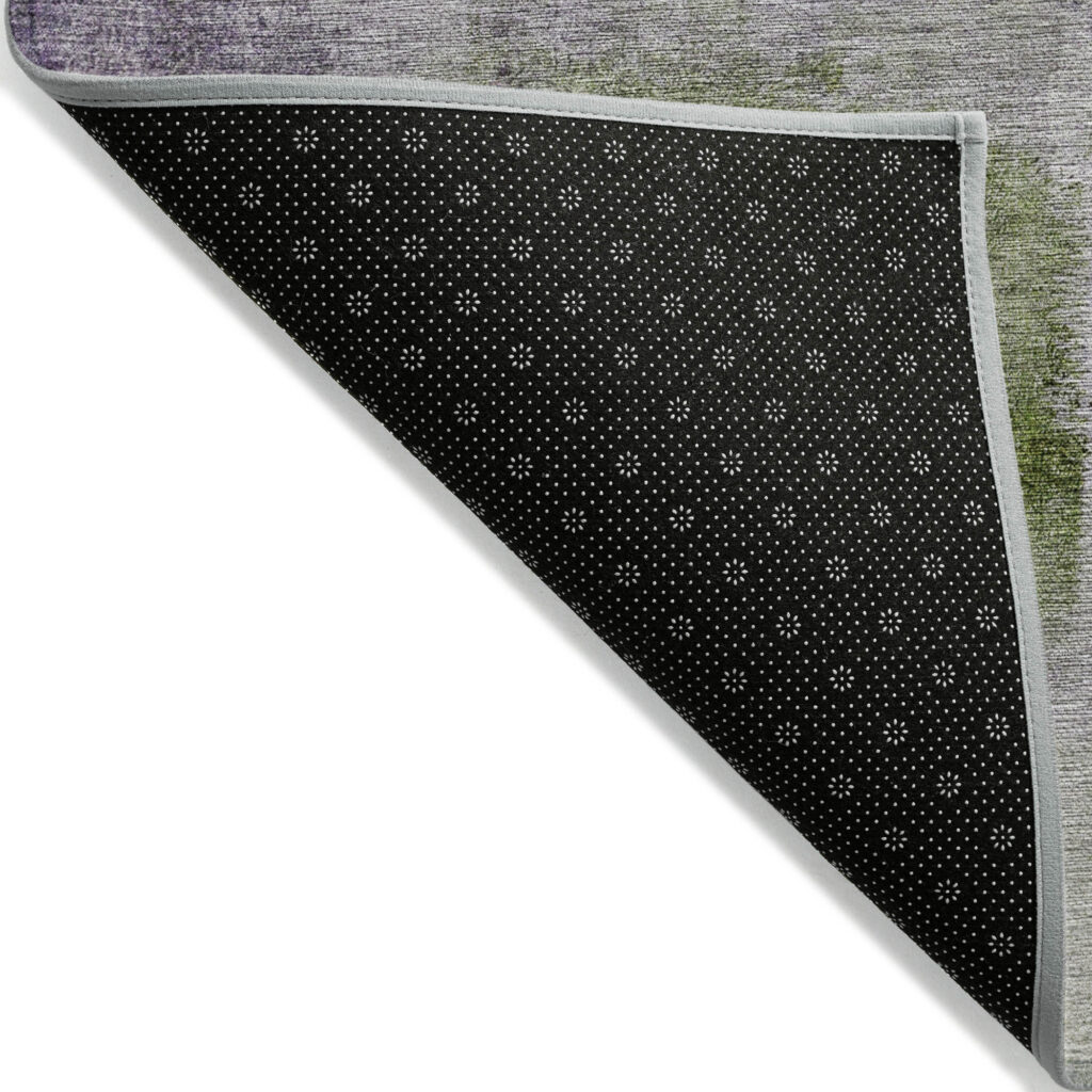 9' X 12' Purple Lavender And Green Abstract Washable Indoor Outdoor Area Rug