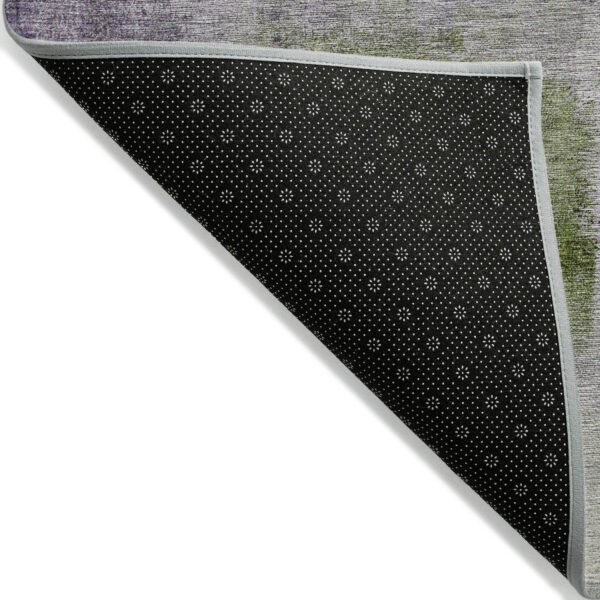 9' X 12' Purple Lavender And Green Abstract Washable Indoor Outdoor Area Rug