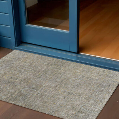 3' X 5' Taupe Gray And Beige Southwestern Washable Indoor Outdoor Area Rug