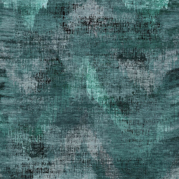 10' X 14' Fern Green And Emerald Abstract Washable Indoor Outdoor Area Rug