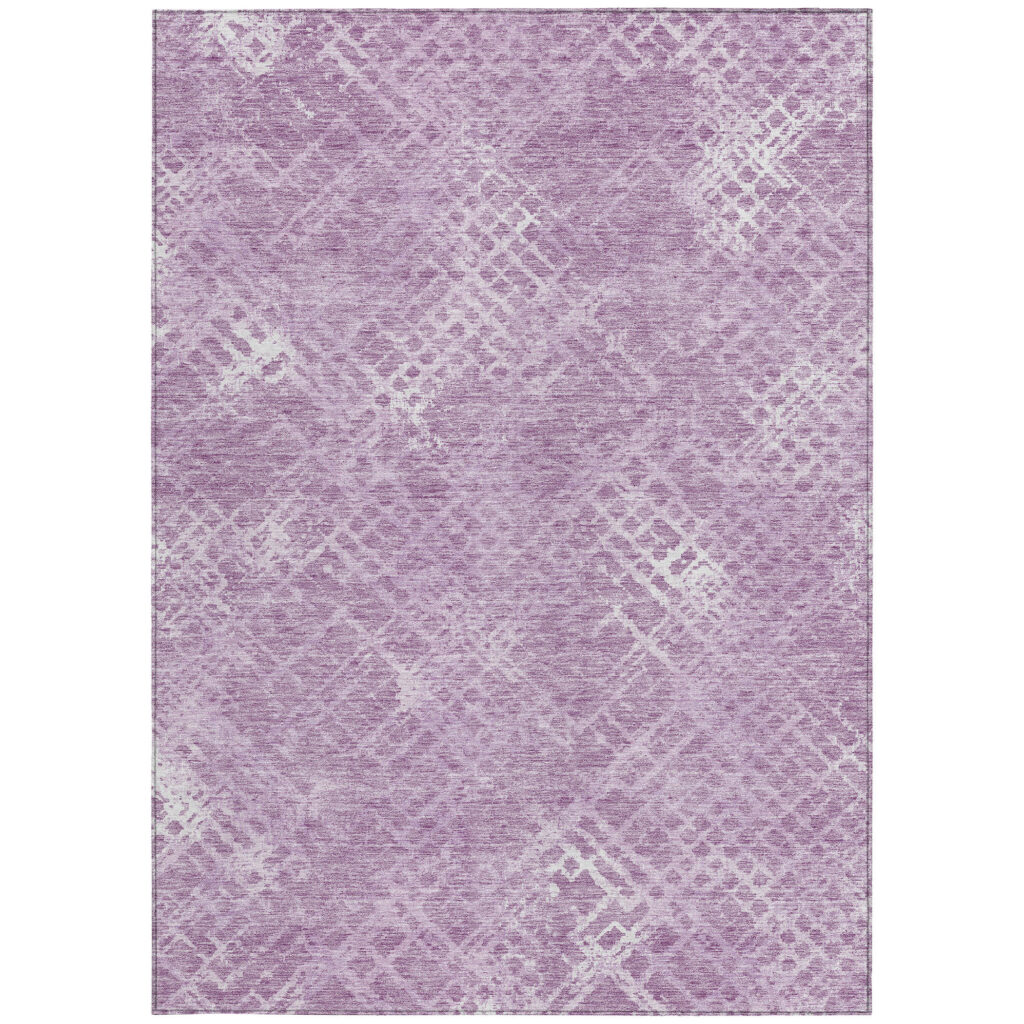 9' X 12' Lavender Purple And Ivory Geometric Washable Indoor Outdoor Area Rug