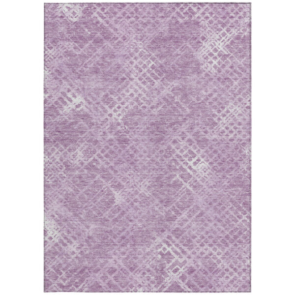 9' X 12' Lavender Purple And Ivory Geometric Washable Indoor Outdoor Area Rug