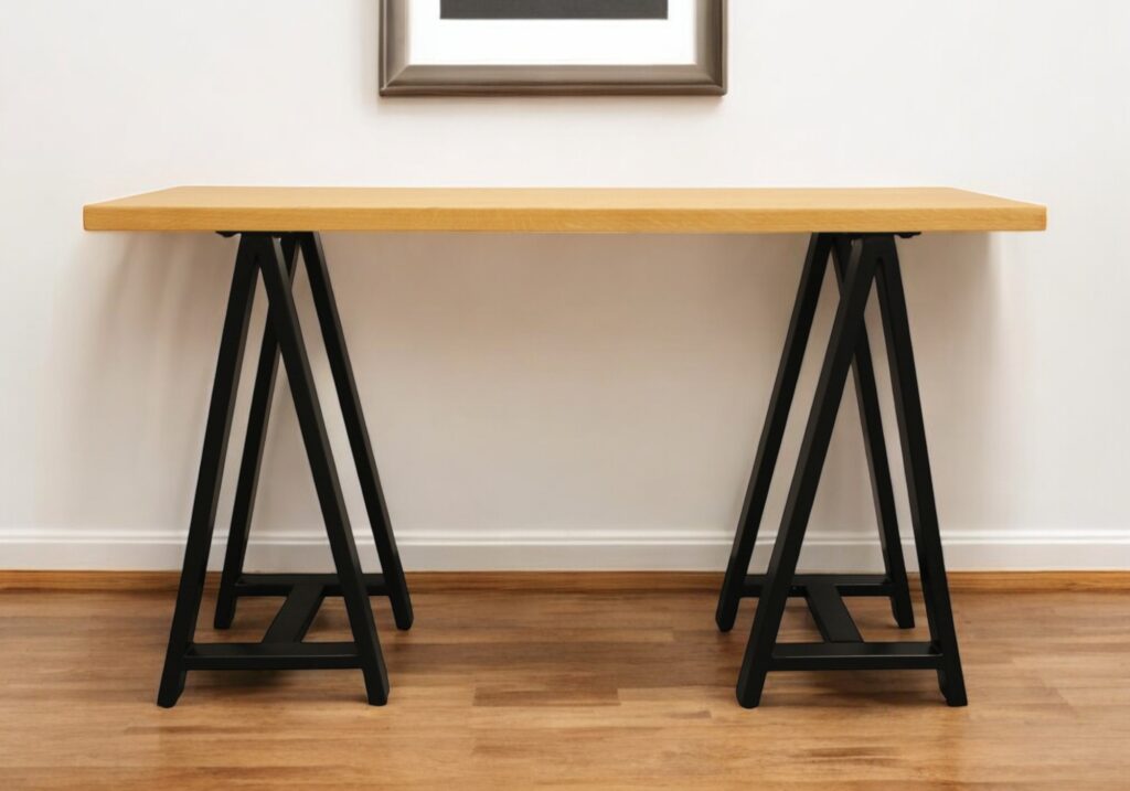 50" Natural and Black Solid Wood A Frame Console Table