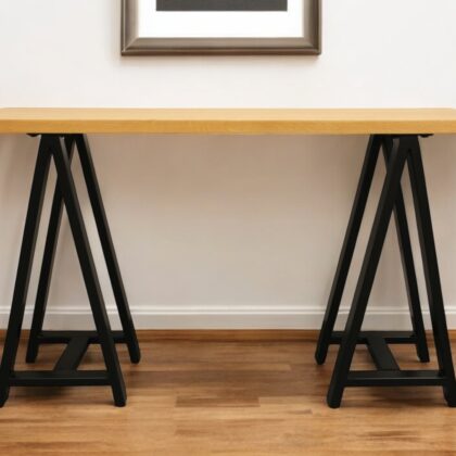 50" Natural and Black Solid Wood A Frame Console Table