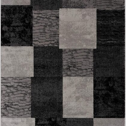 8' Grey Checkered Power Loom Runner Rug