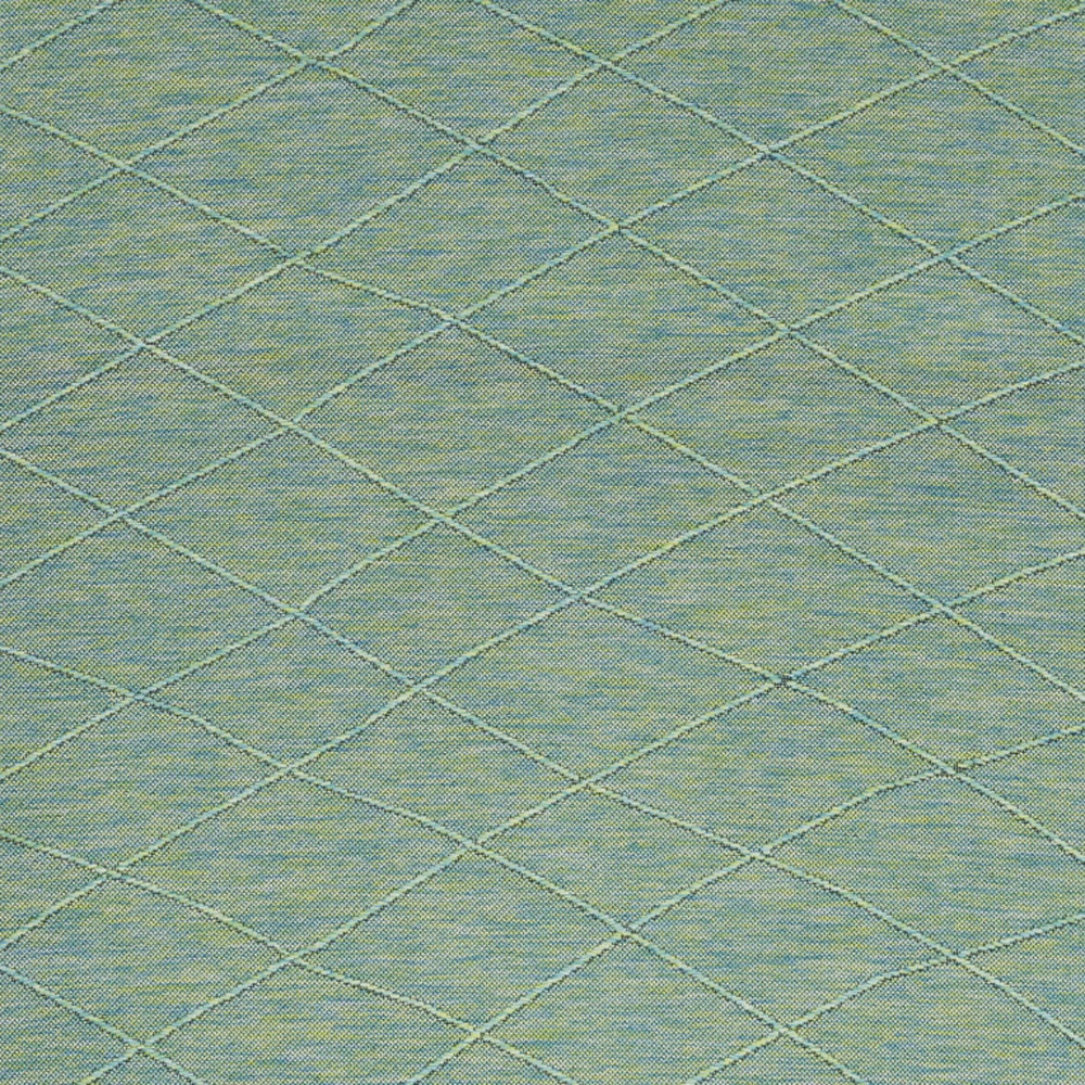4' x 6' Blue Geometric Power Loom Non Skid Area Rug