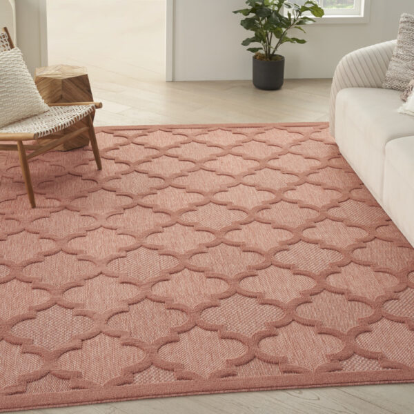 9' X 12' Coral Orange Indoor Outdoor Area Rug
