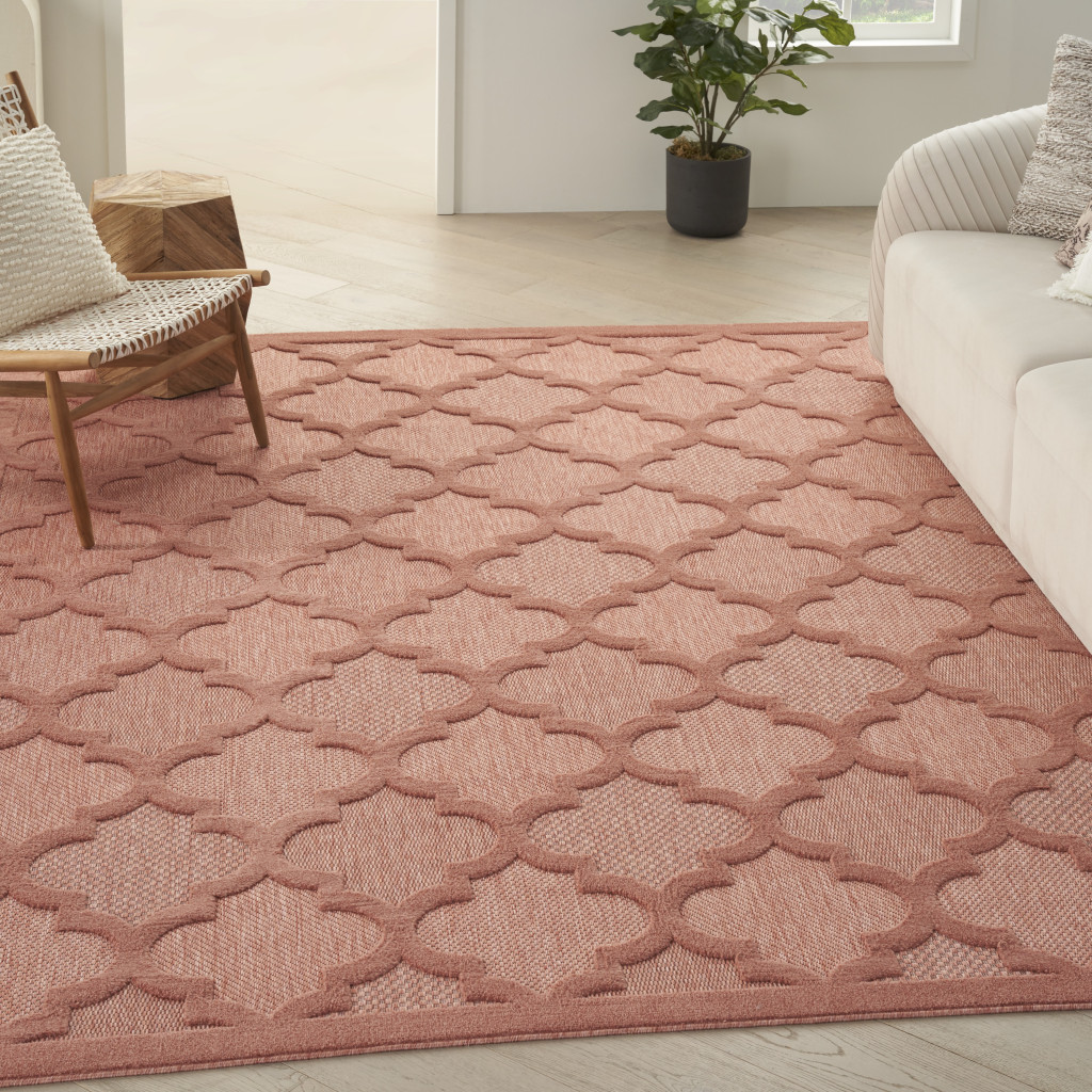 9' X 12' Coral Orange Indoor Outdoor Area Rug