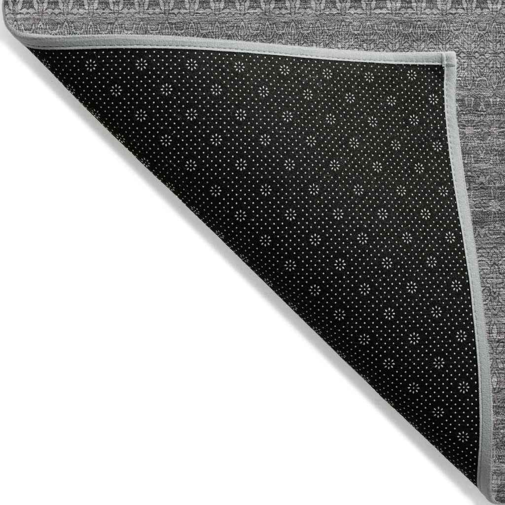 5' X 8' Gray Striped Washable Non Skid Indoor Outdoor Area Rug
