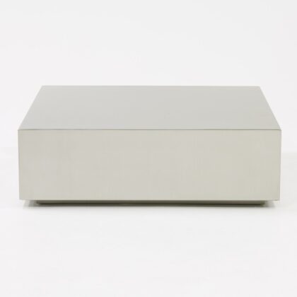 Modern Brushed Silver Stainless Steel Coffee Table