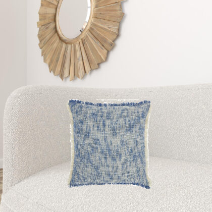 Blue And Ivory Abstract Pattern Throw Pillow