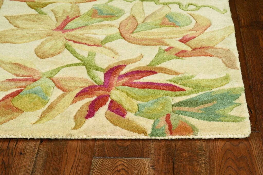 6' Ivory Hand Tufted Tropical Plants Round Indoor Area Rug