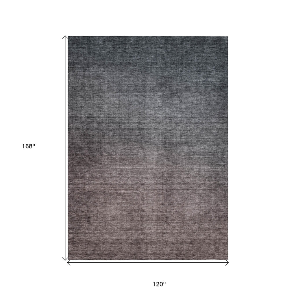 10' X 14' Gray Charcoal And Brown Ombre Washable Indoor Outdoor Area Rug