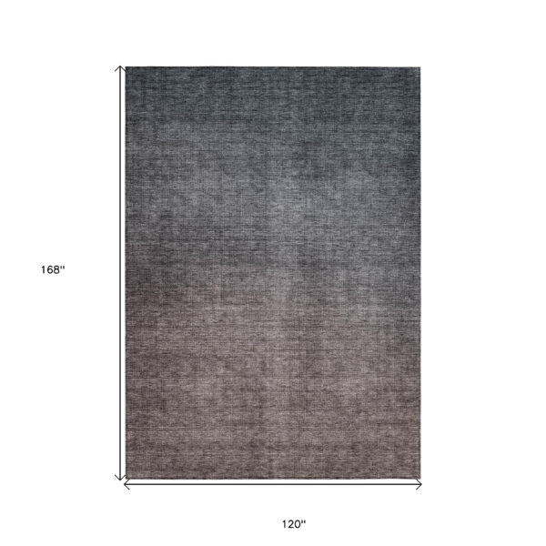 10' X 14' Gray Charcoal And Brown Ombre Washable Indoor Outdoor Area Rug