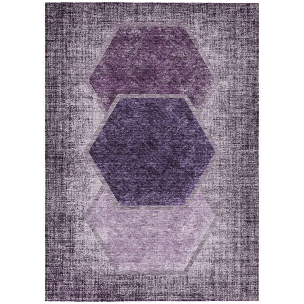 3' X 5' Eggplant Purple And Lavender Geometric Washable Indoor Outdoor Area Rug