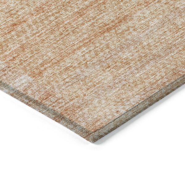 5' X 8' Salmon Peach And Ivory Striped Washable Indoor Outdoor Area Rug