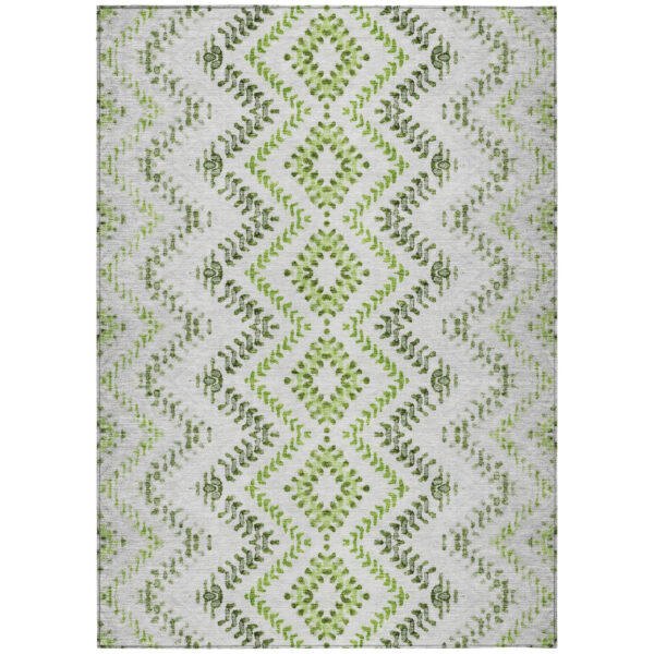 10' X 14' Green Ivory And Gray Geometric Washable Indoor Outdoor Area Rug