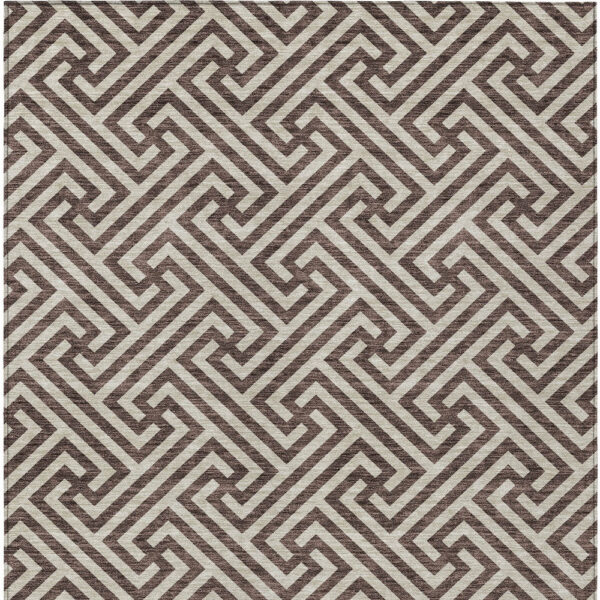 10' X 14' Brown And Beige Geometric Washable Indoor Outdoor Area Rug