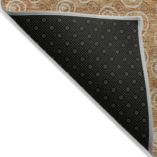 5' X 8' Terra Cotta Copper And Beige Geometric Washable Indoor Outdoor Area Rug