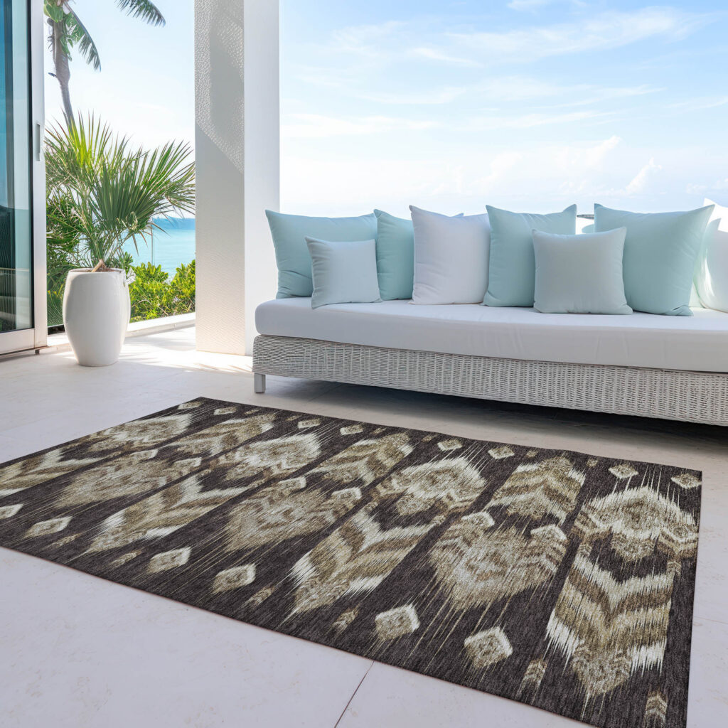 3' X 5' Brown Beige And Taupe Southwestern Washable Indoor Outdoor Area Rug
