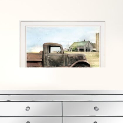 Vintage Farm Trucks I 1 White Framed Print Wall Art