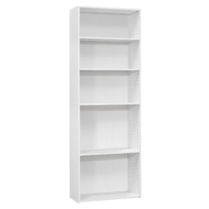 White Wood Adjustable Five Tier Bookcase