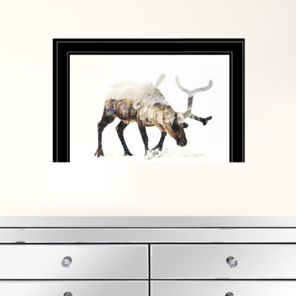 Arctic Reindeer 2 Black Framed Print Wall Art